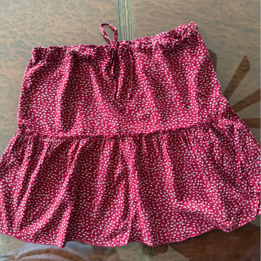 Brandy Melville Red Floral Wrap Skirt